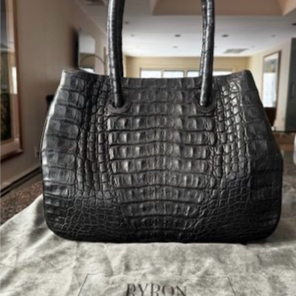 Byron Lars Black Crocodile Shoulder Bag